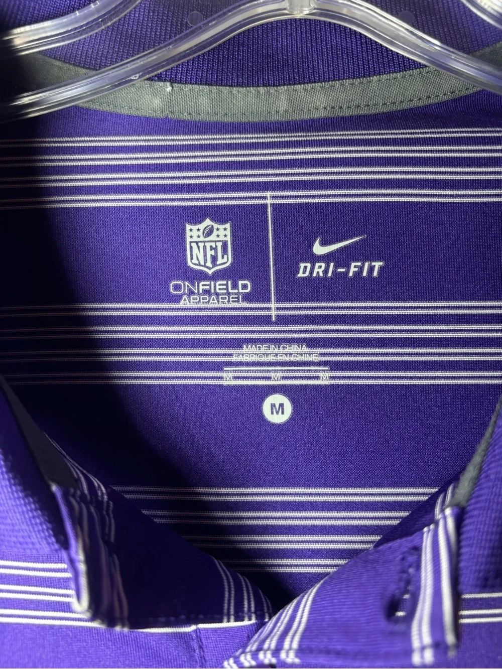 Nike Purple Striped Minnasota Vikings Golf Polo